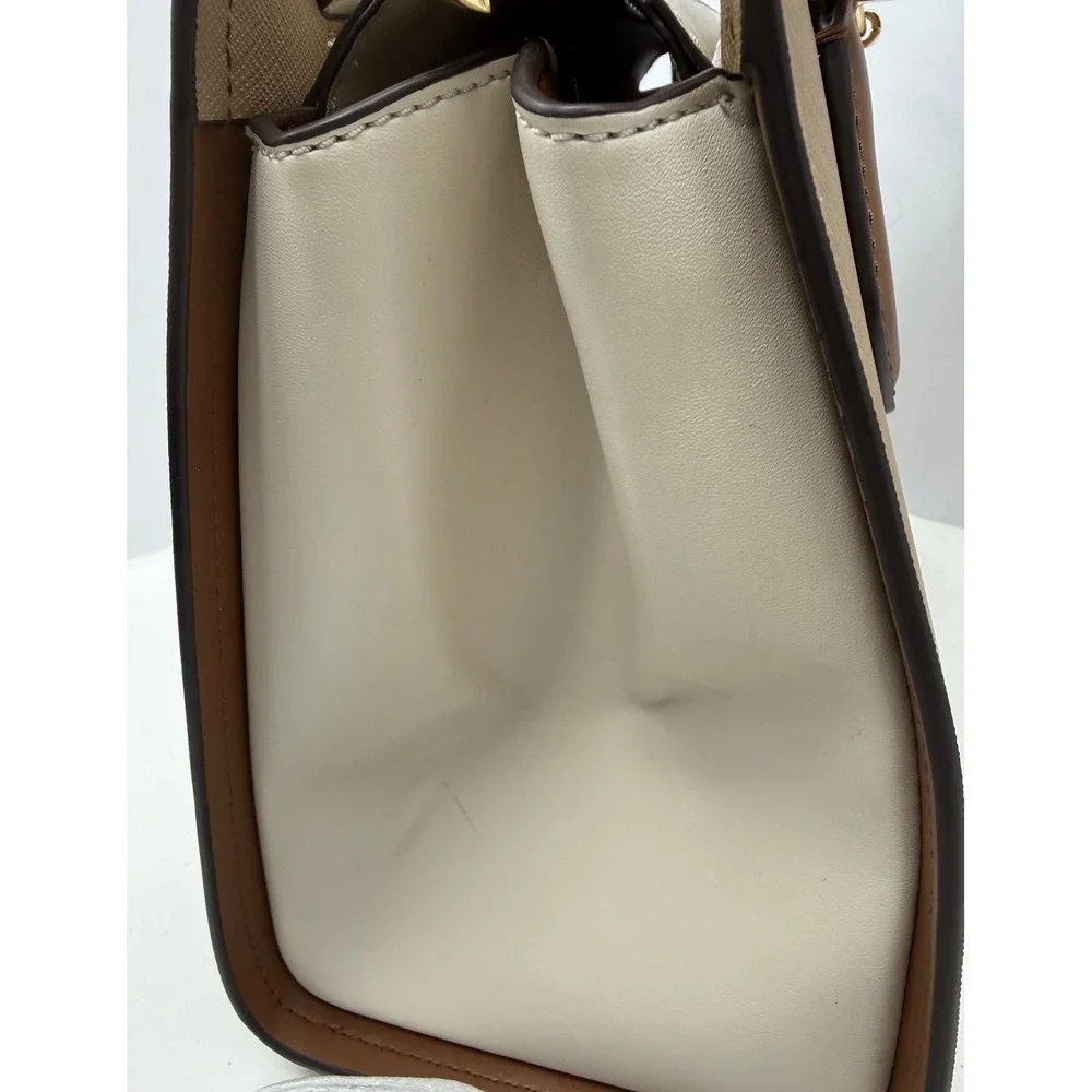 Michael Kors Marilyn Medium Satchel Camel Multi Leather Top Handle Bag - Picture 3 of 15